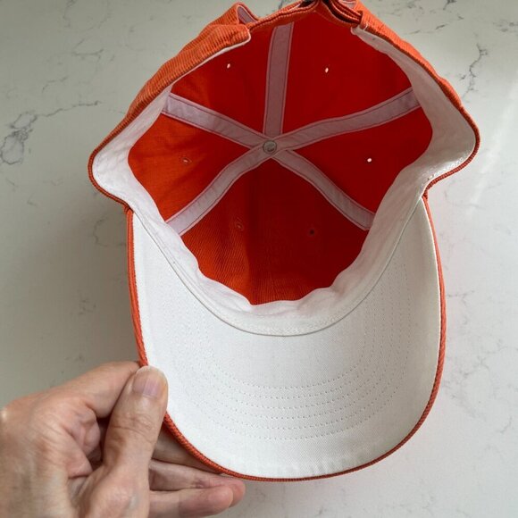 Nike Casual Sporty Corduroy Ball Cap Adjustable Size Orange & White Sz OS - Picture 6 of 7